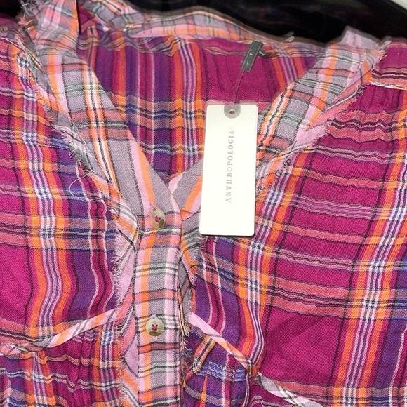 Anthropology Boho Plaid tiered Maxi Dress Can fit upto Large NWT - Picture 6 of 9